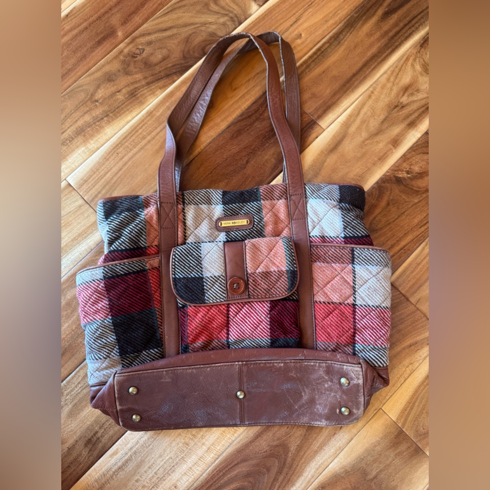 Large Vera Bradley Plaid Patchwork Tote Bag